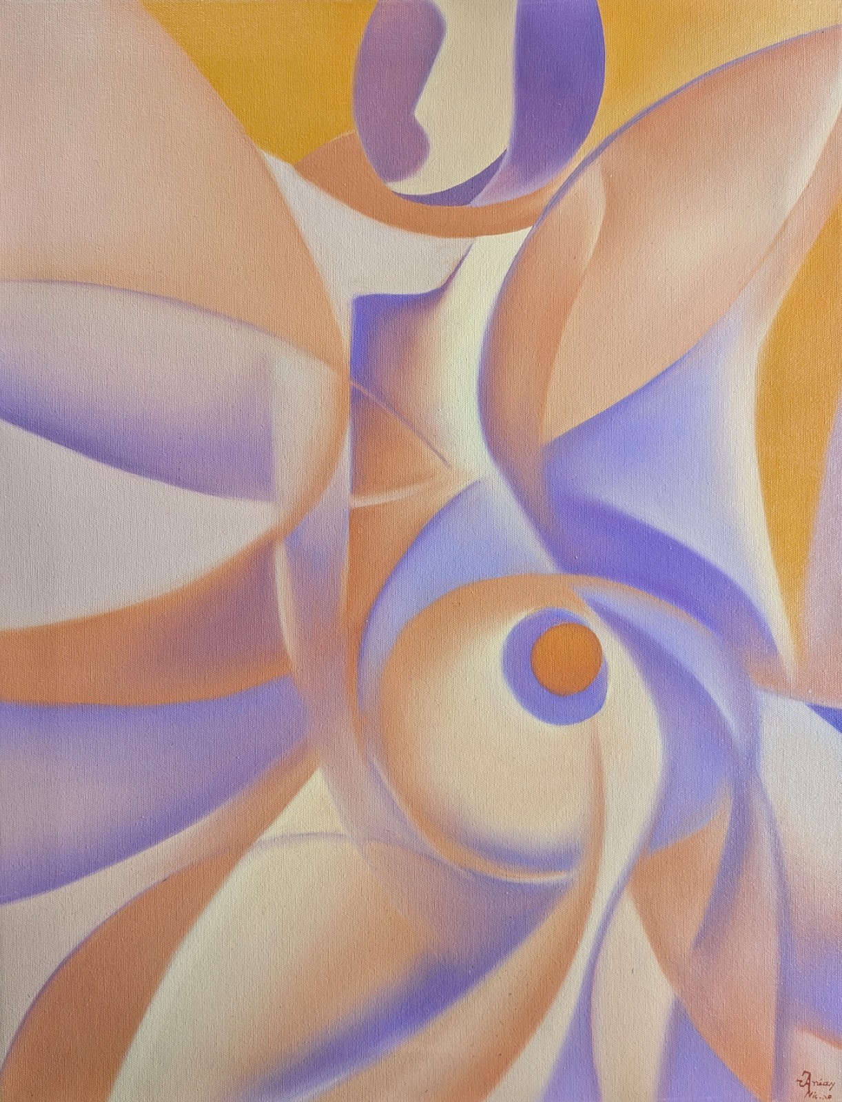 Abstract geometric acrylic painting by Nicaraguan artist, Gerardo Arias, 2010