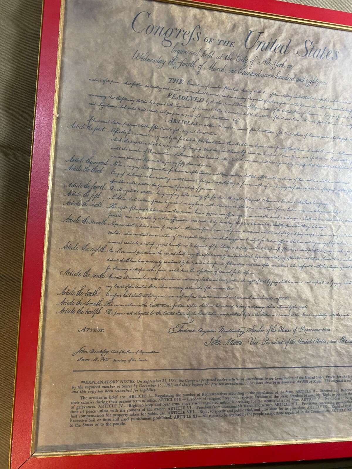 «Congress Of The United States» Print On Parchment Paper – Framed