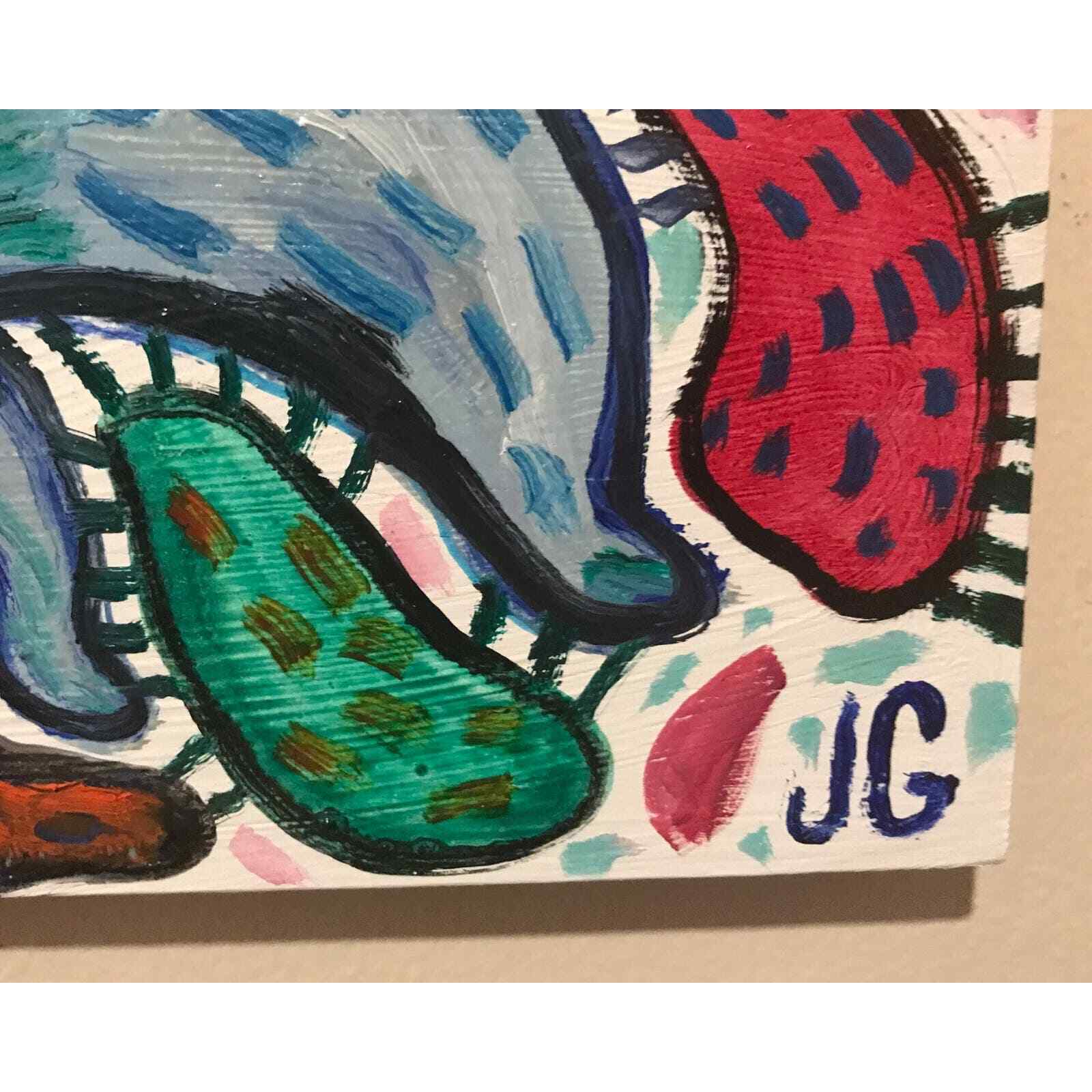9×12” Original Outsider Painting on Wood Panel | Strange, Funky, Cryptid Animal