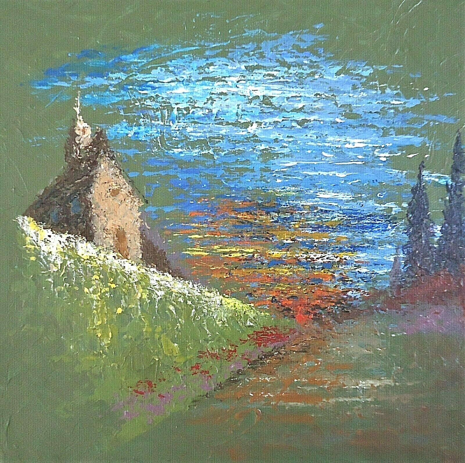 ACRYLIC Original PAINTING STEVE GRAFF «Meeting Place» 10×10 gallery wrap canvas