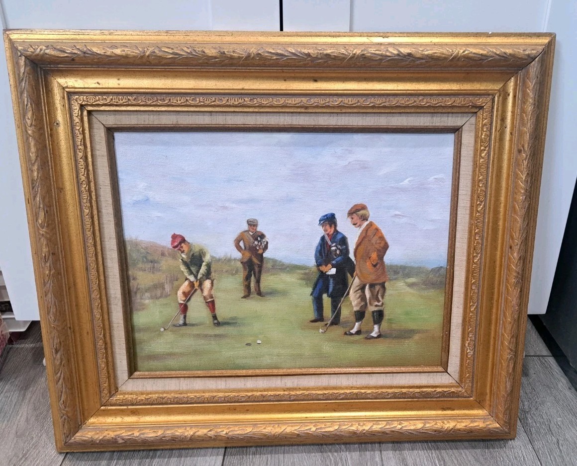St. Andrew Country Club The Putt Golf Painting 1903 Signed By Barbara Cornish