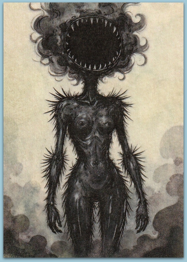 ACEO watercolor painting – horror sexy girl woman surreal