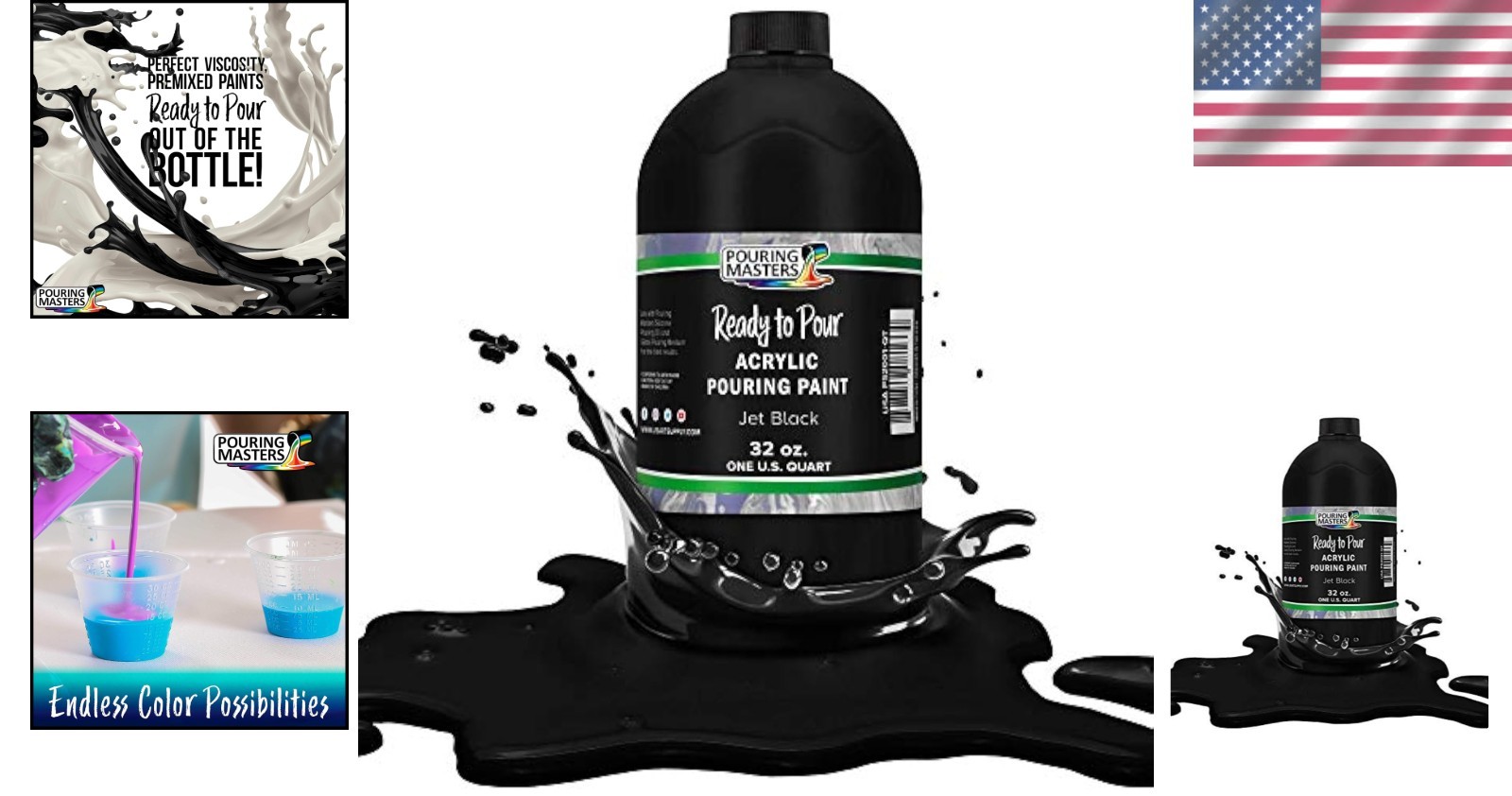 Ready to Pour Jet Black Acrylic Paint, 32 Fl Oz – Perfect for All Craft Surfaces
