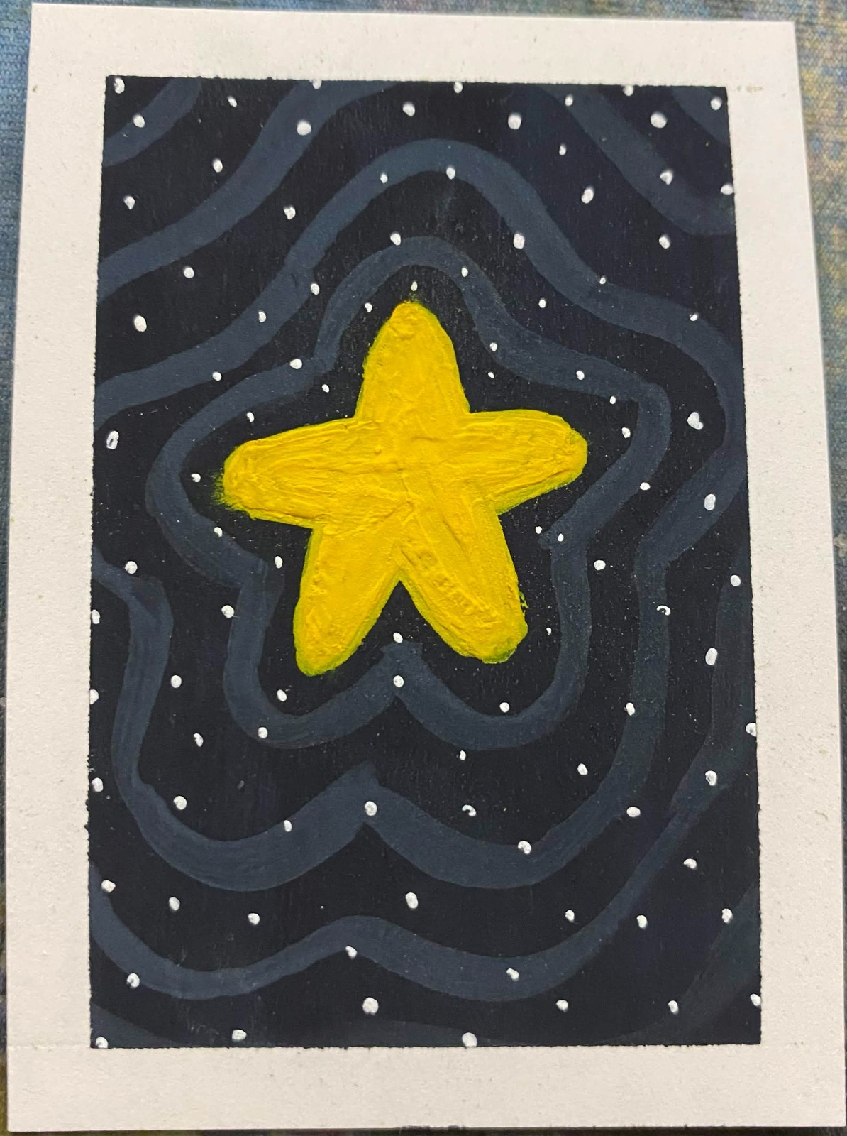 ACEO Original Space Stars Galaxy Star Miniature Painting Art Cute OneCraftyLady