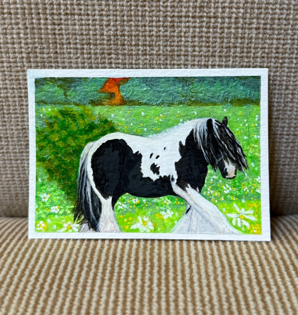 Lion King Original ACEO Watercolor Gypsy Vanner Horse by Pocket Pony Studios