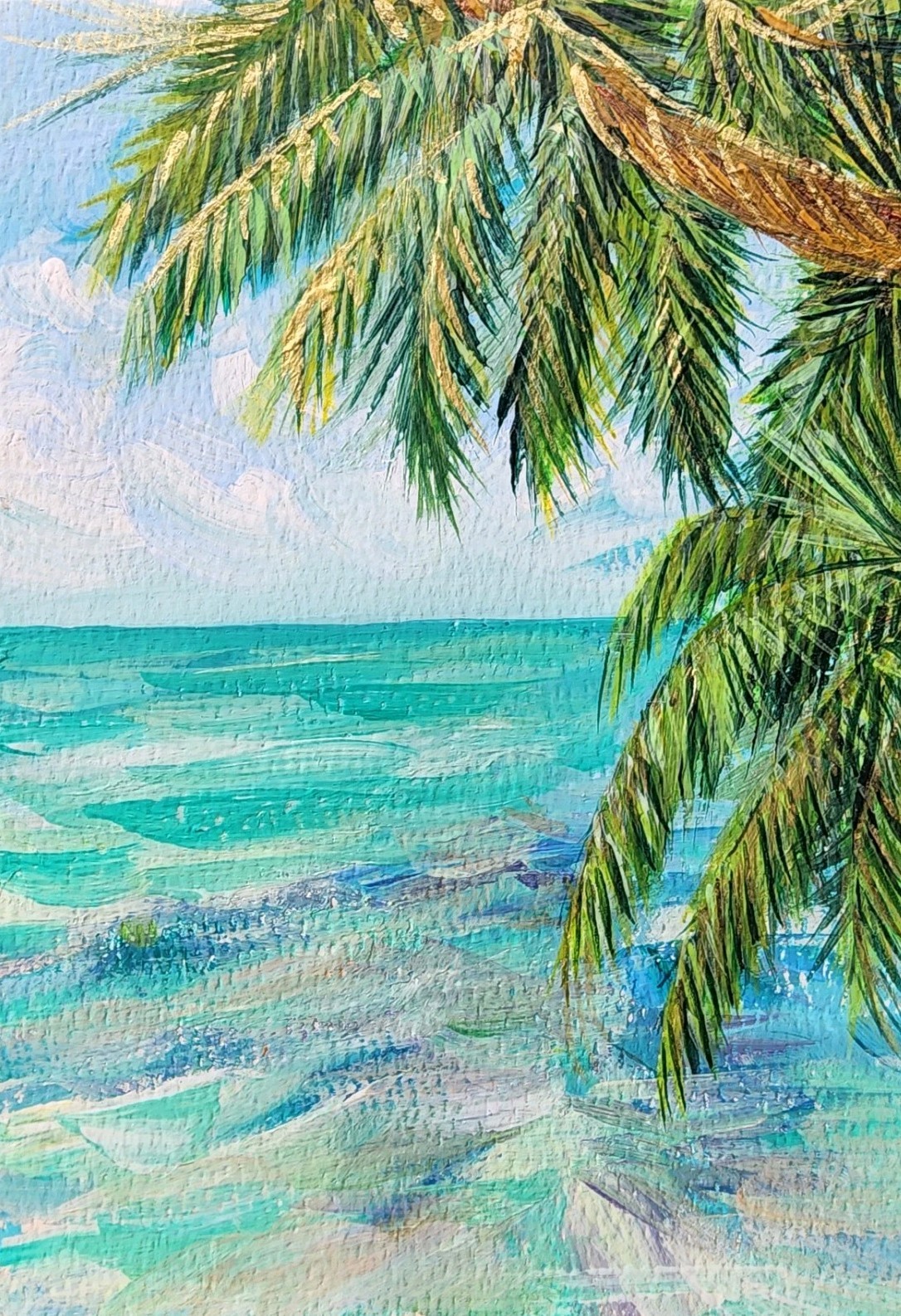 5″ × 7 » Original Acrylic Painting , Tropical, ShineGoldenArt