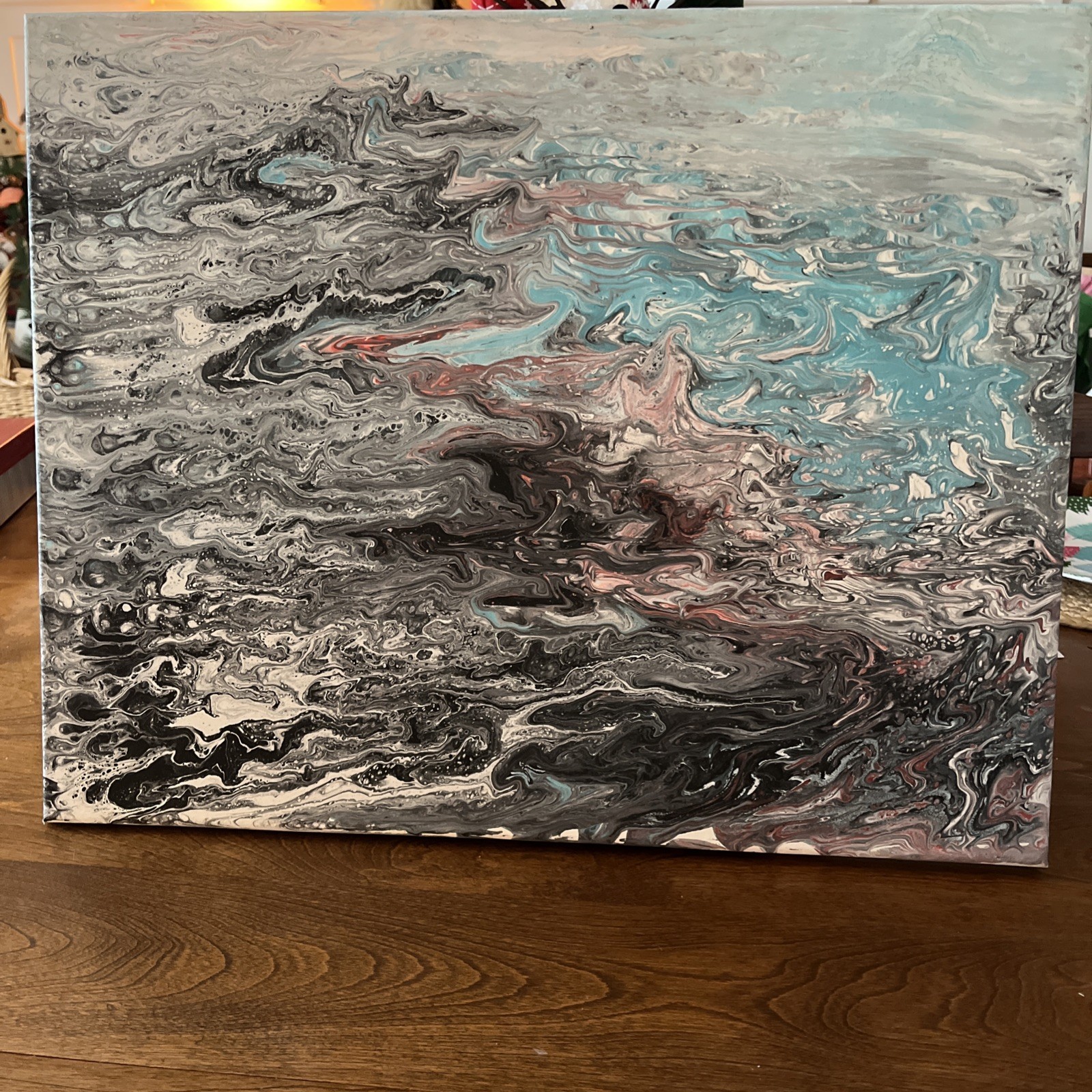 Acrylic Pour Painting Using Abstract Painting On Canvas 20×16”