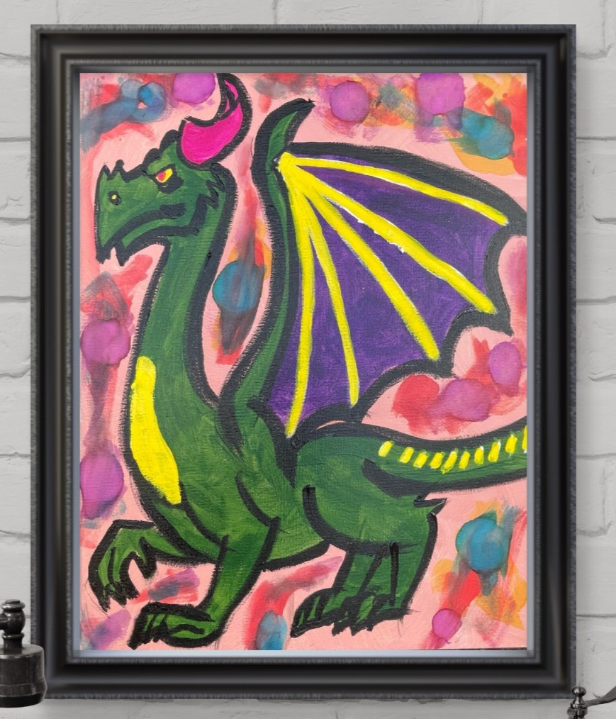 Messa Art: Dragon: 11×14 Neo Expressionism Original Abstract Artwork on canvas