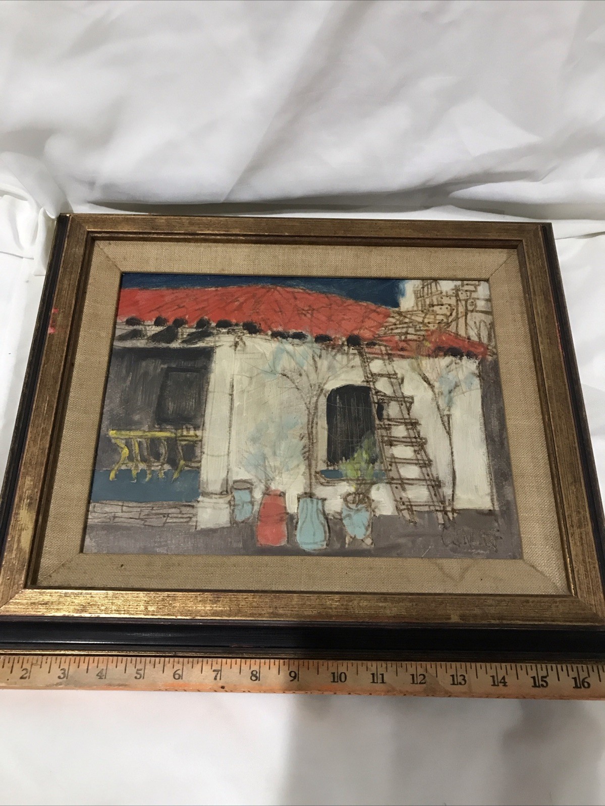 Pair Of Original Signed Bill Olendorf Framed Architectural paintings
