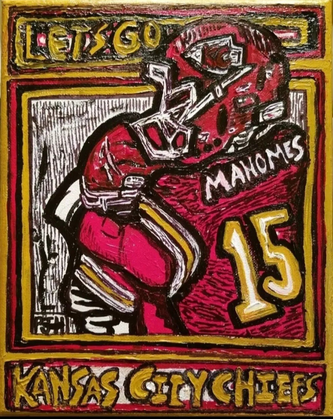 PJH STUDIOS Football – Patrick Mahomes Kansas City Chiefs- Acrylic Painting 🌟🌟