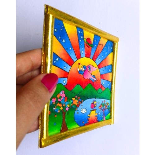 PETER MAX Universal Harmony sign Art UV Radiant Acrylic Canvas Hand Paint Frame