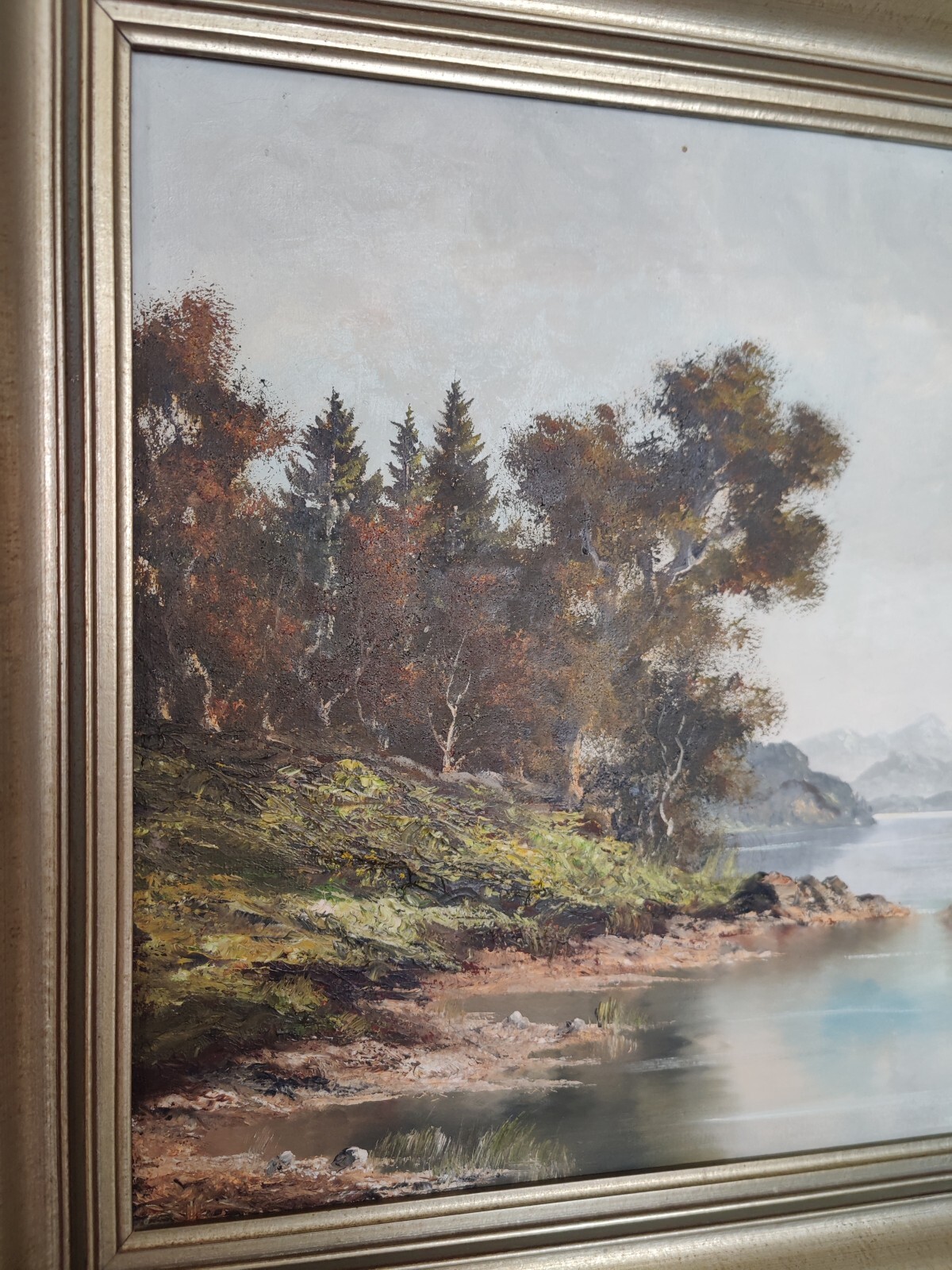 C. Hunter – lake with mountain panorama 47×58 cm oil painting 1841-1904 Scotland