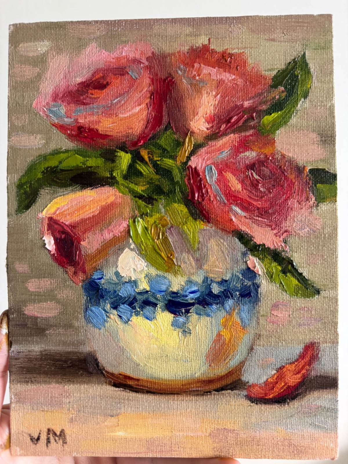 Roses Oil Painting Still Life Original Impasto Canvas Floral Wall Art Decor