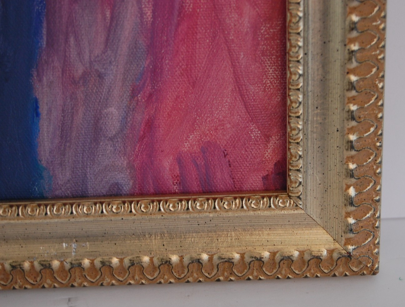 Vtg Framed Original Multicolor Surrealist Abstract Acrylic Oil Painting 20X16
