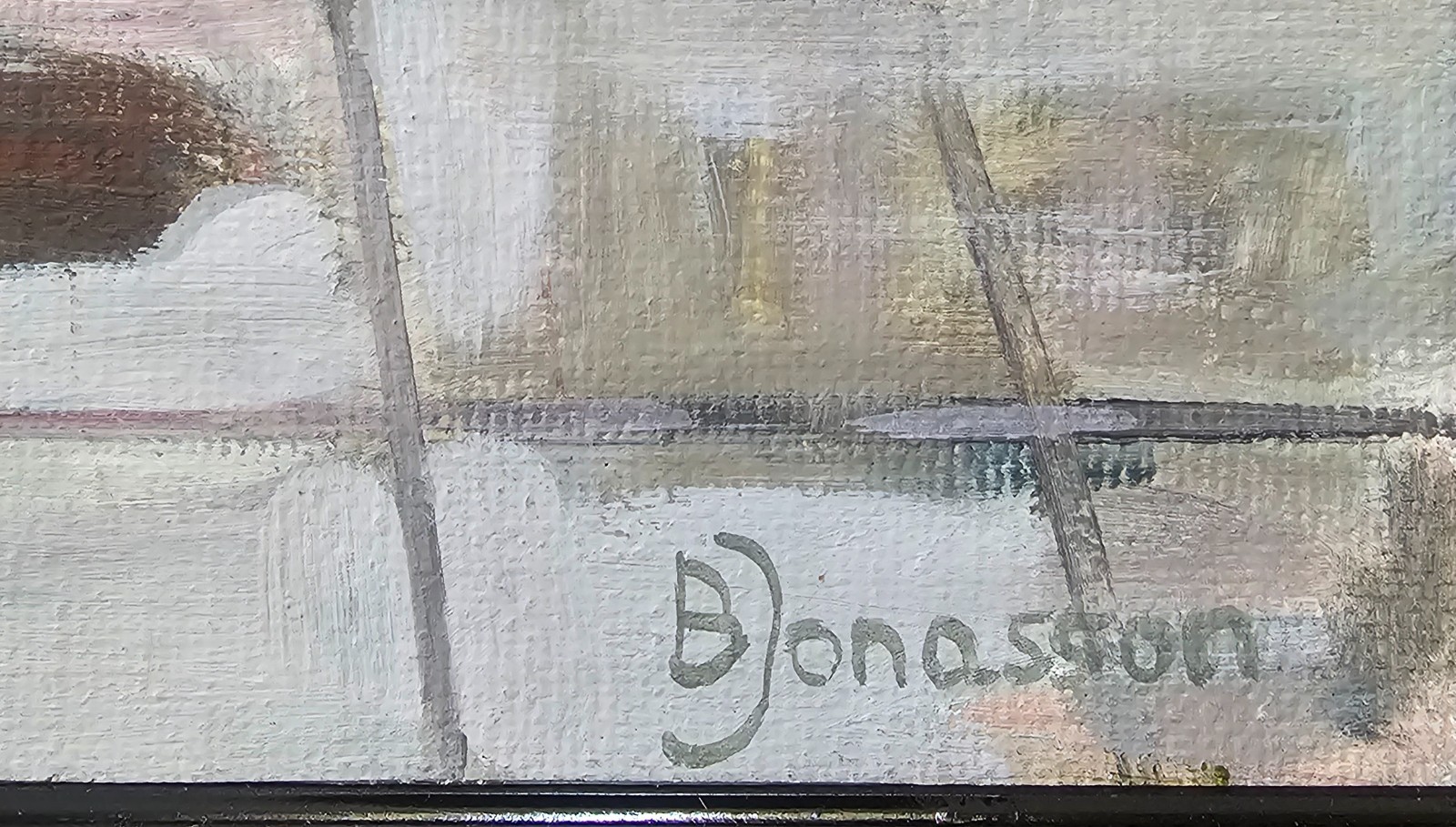 SWEDISH CONTEMPORARY EXPRESSIONIST FIGURATIVE OIL PAINTING INTERIOR SCENE SIGNED