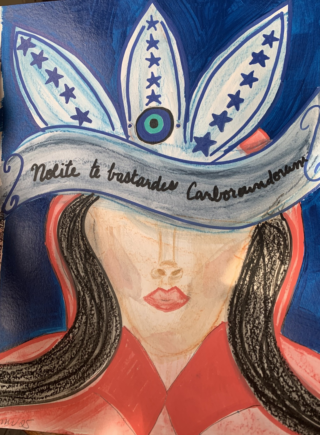 Handmaids Inspired Rebel Woman With Red Cloak And Evil Eye Latin Motto