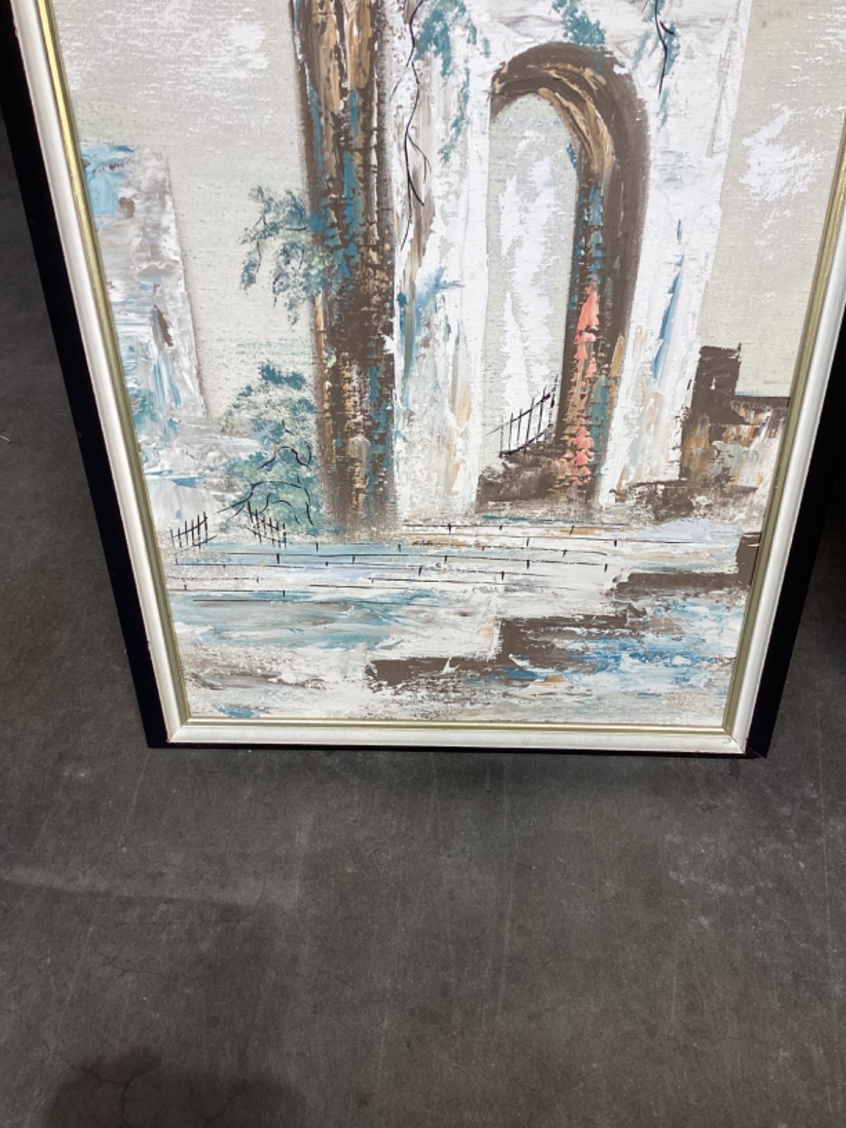 Beautiful Pair of Textured Oil Paintings Undighned 33” x 21” Framed
