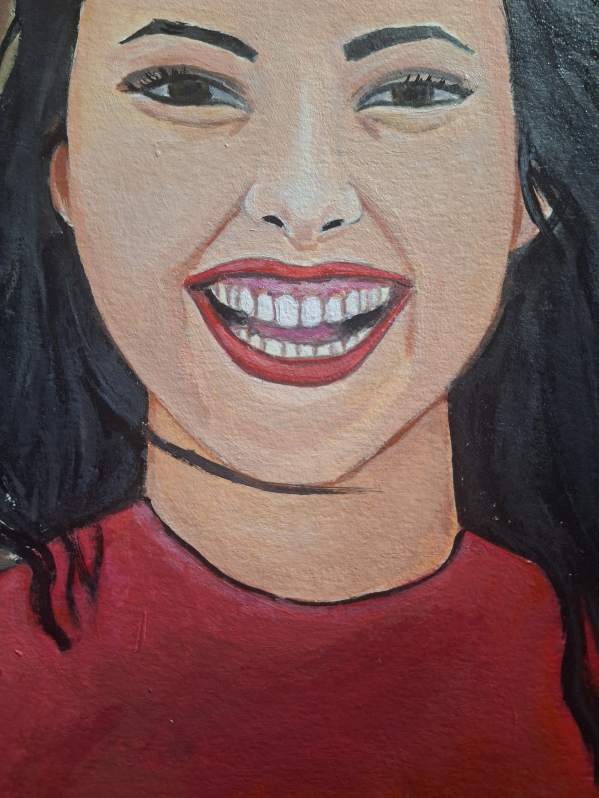 Contemporary Smiling Woman Acrylics 9×12 Canvas Paper
