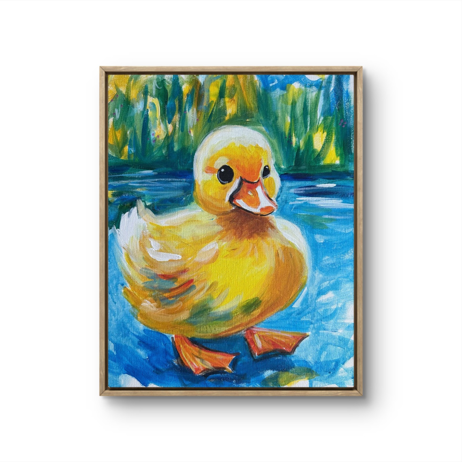 Cute Baby Duck Painting Pond Easter Wildlife Animal Bird 11×14 Duck Original