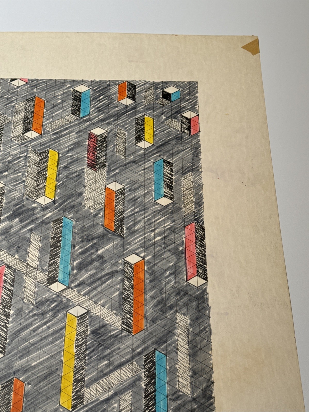 ABSTRACT DRAWING 1970’S PROFESSOR LUBENSKY POP MODERNIST CHICAGO KANSAS LISTED