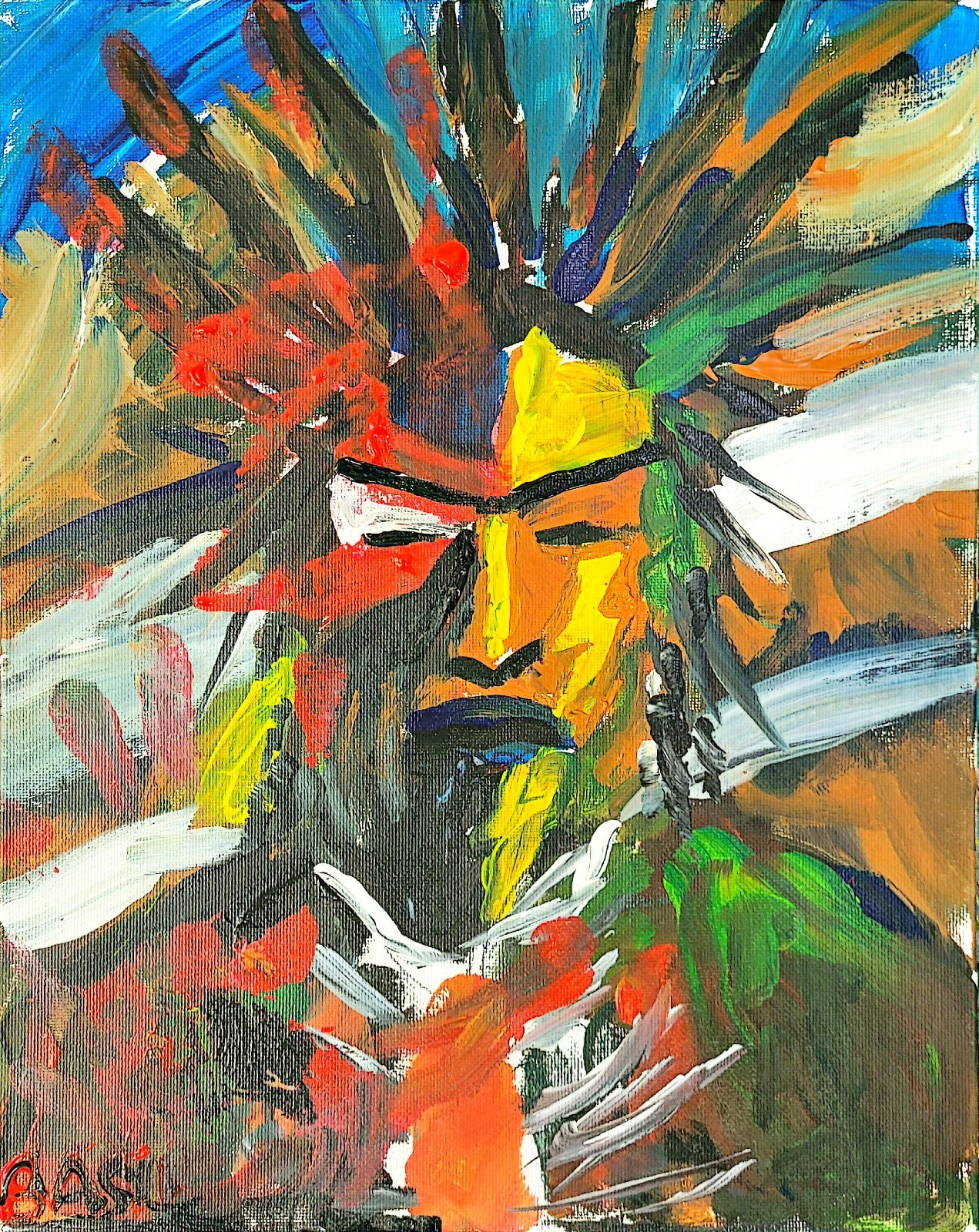 Chief Unique Abstract Expressionism Wall Art Canvas Board 11×14