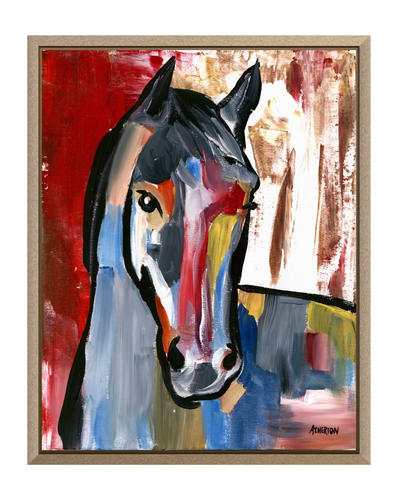 Atherton 11×14 Original Expressionism Acrylic Painting «Horse Abstract 1» signed
