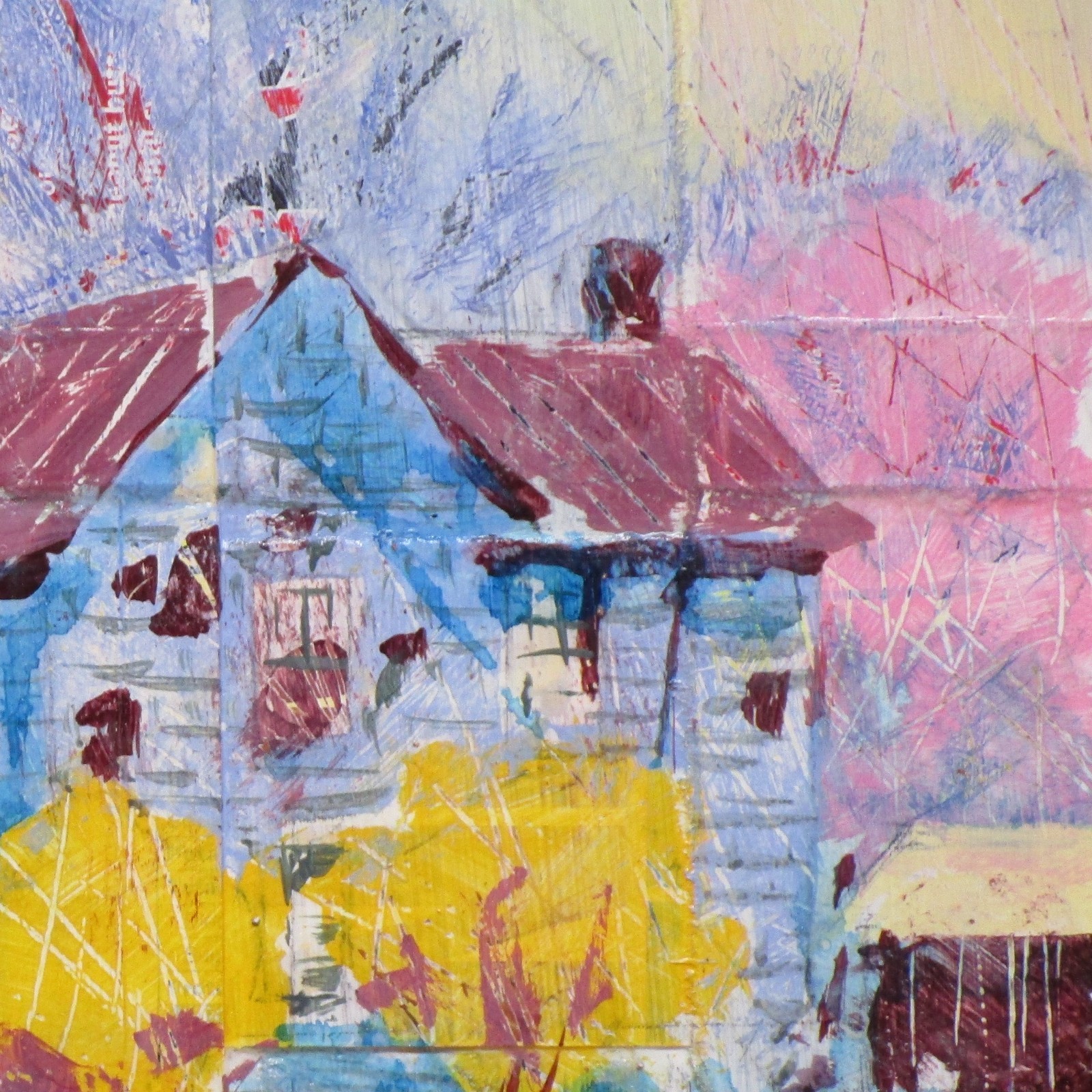 Lerew OOAK contemporary original semi abstract landscape painting signed COA