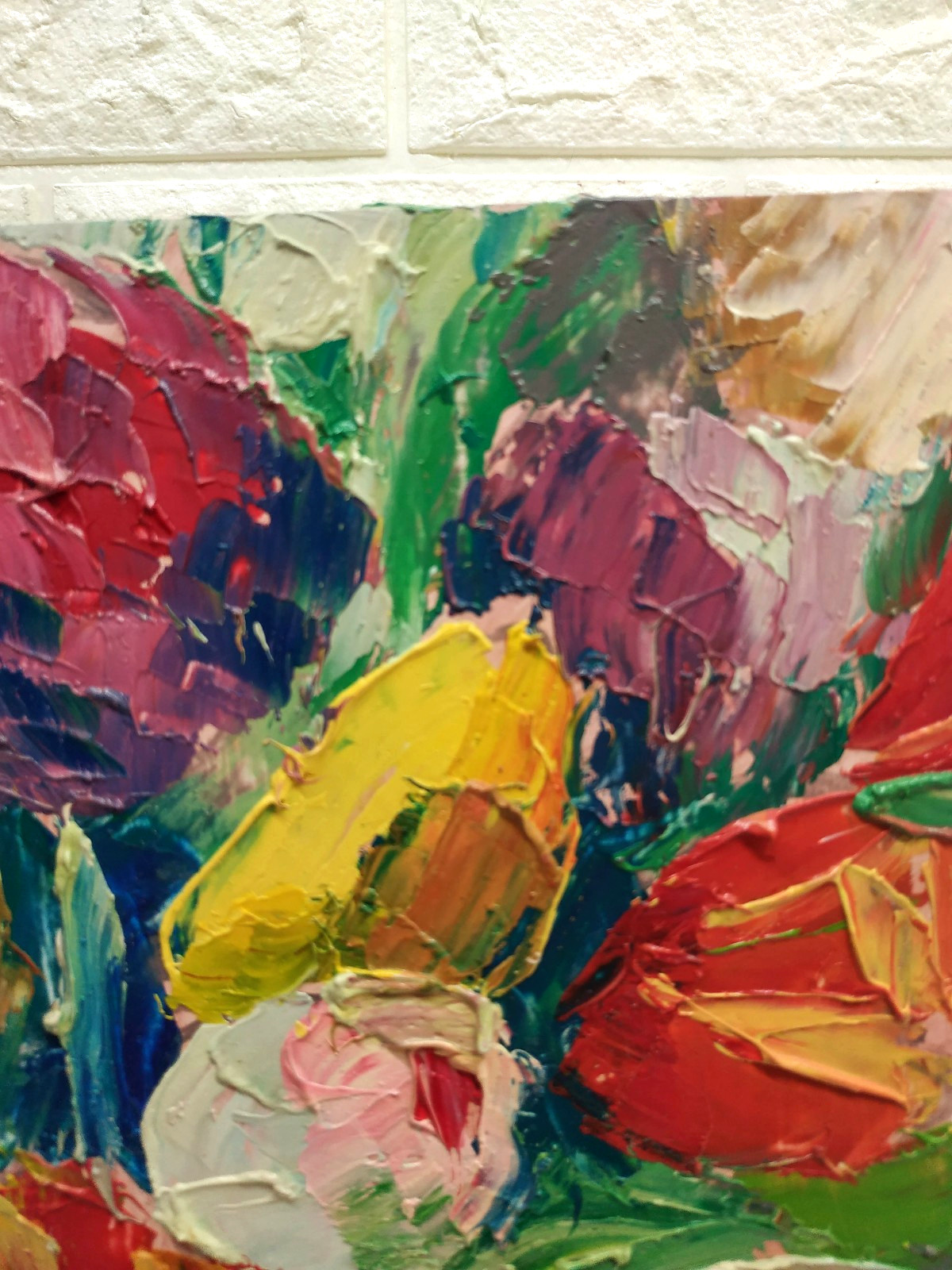 Original oil painting Tulips Bouquet Flower Still life Artwork Floral art 9×7