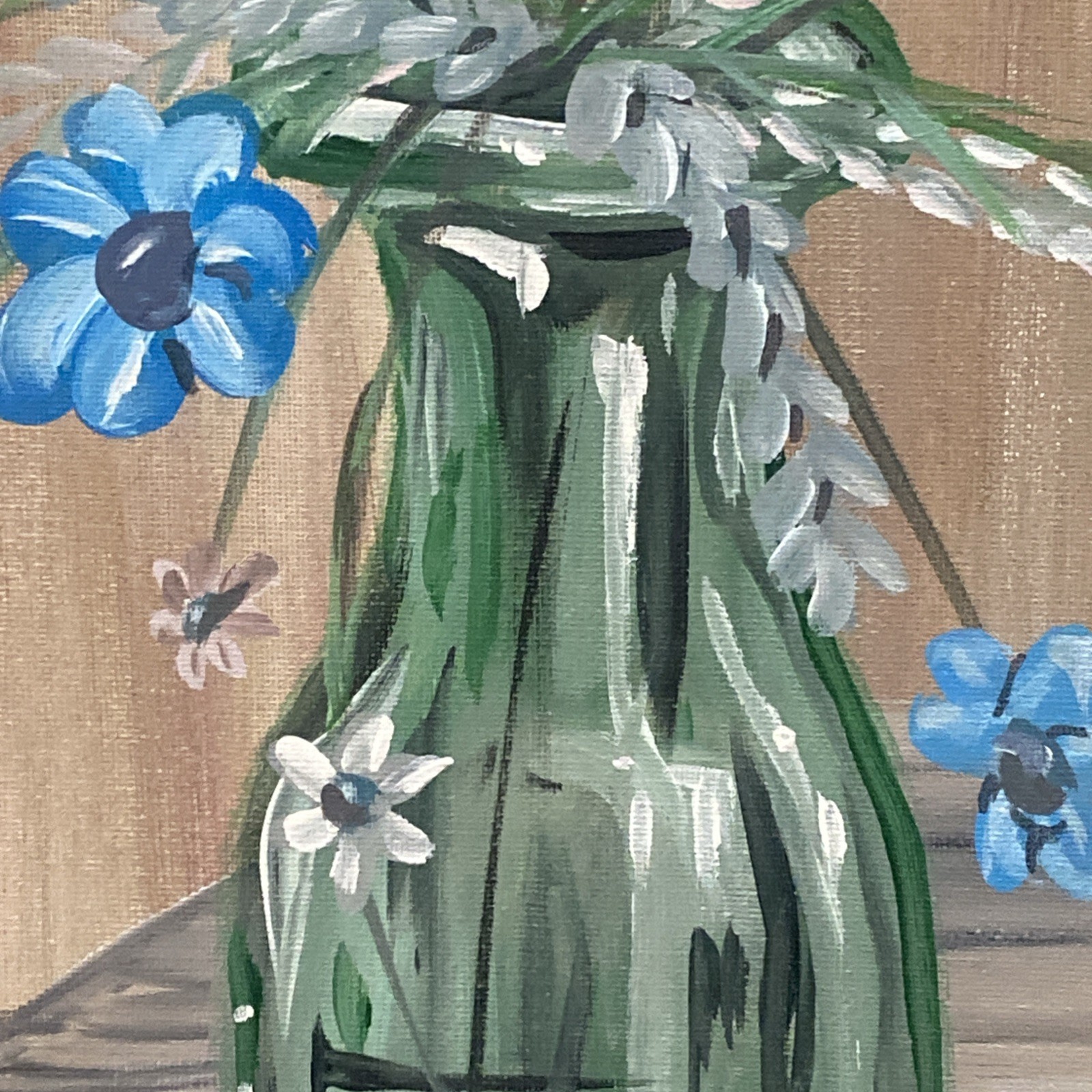 Original Acrylic Painting on canvas 16”x 20” 2026 » Flower White Blue