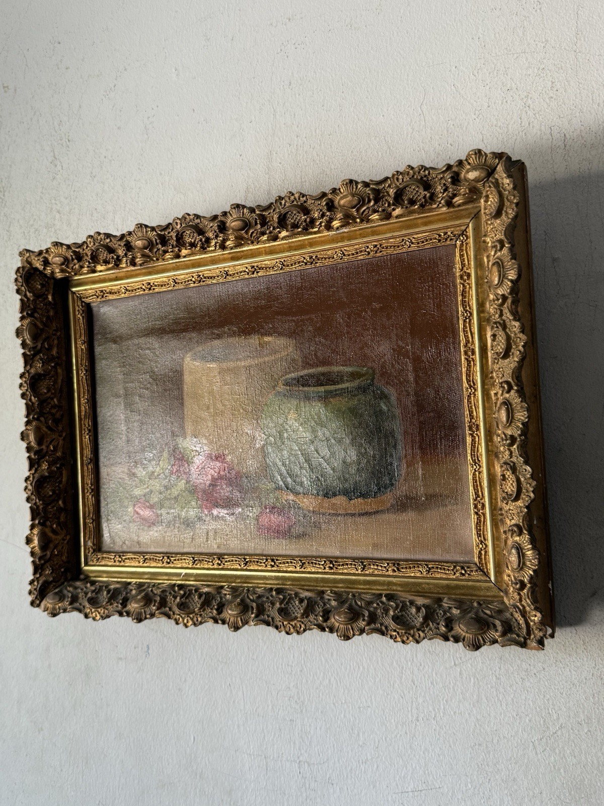 ELEGANT ANTIQUE 19TH CENTURY STILL LIFE REALISM OIL PAINTING OLD VINTAGE ROSES