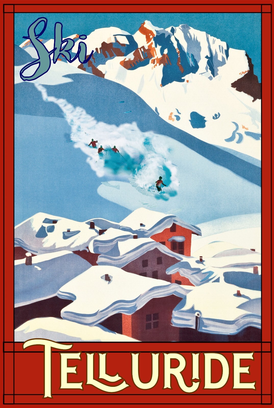 Ski Breckenridge Colorado Skiing Winter sports Art Travel Poster Prints