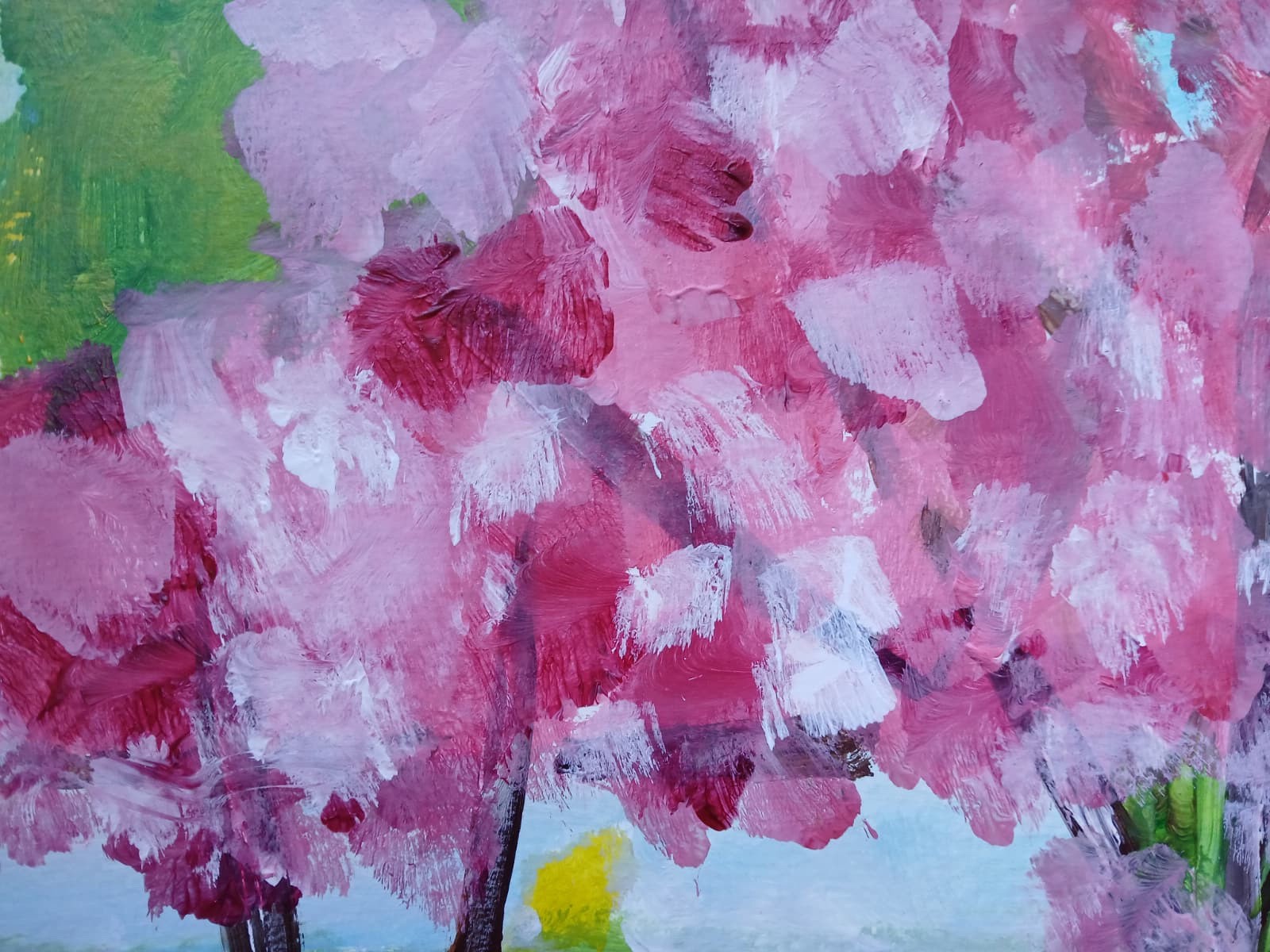 Impressionistic 11 X 14 Cherry Trees Handmade Signed colorful Original Painting