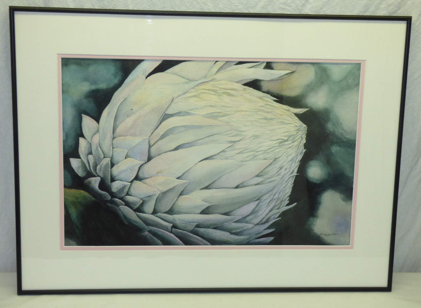 Original Watercolor Painting Chrysanthemum Flower Bud Carole Ann Orto MI Artist