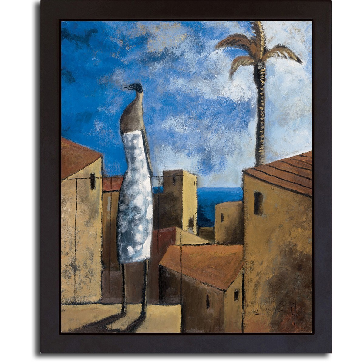 Black Framed Sea Breeze by Lourenco Canvas Giclee Art (21 x 17 in Framed Size)