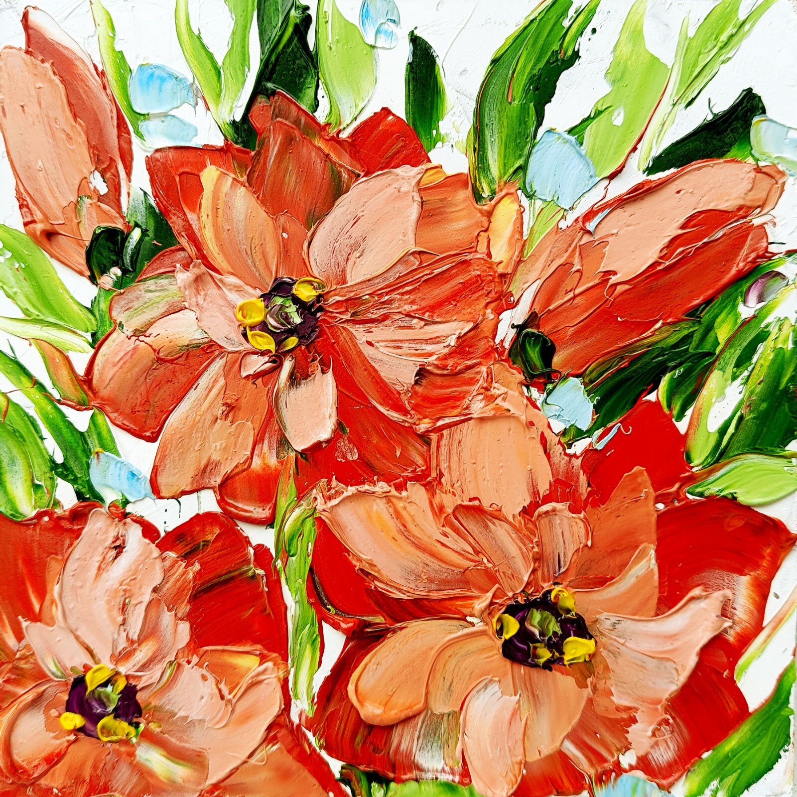 Original Art Flowers Painting Colorado Impasto Oil 6×6 daisy Flower Small