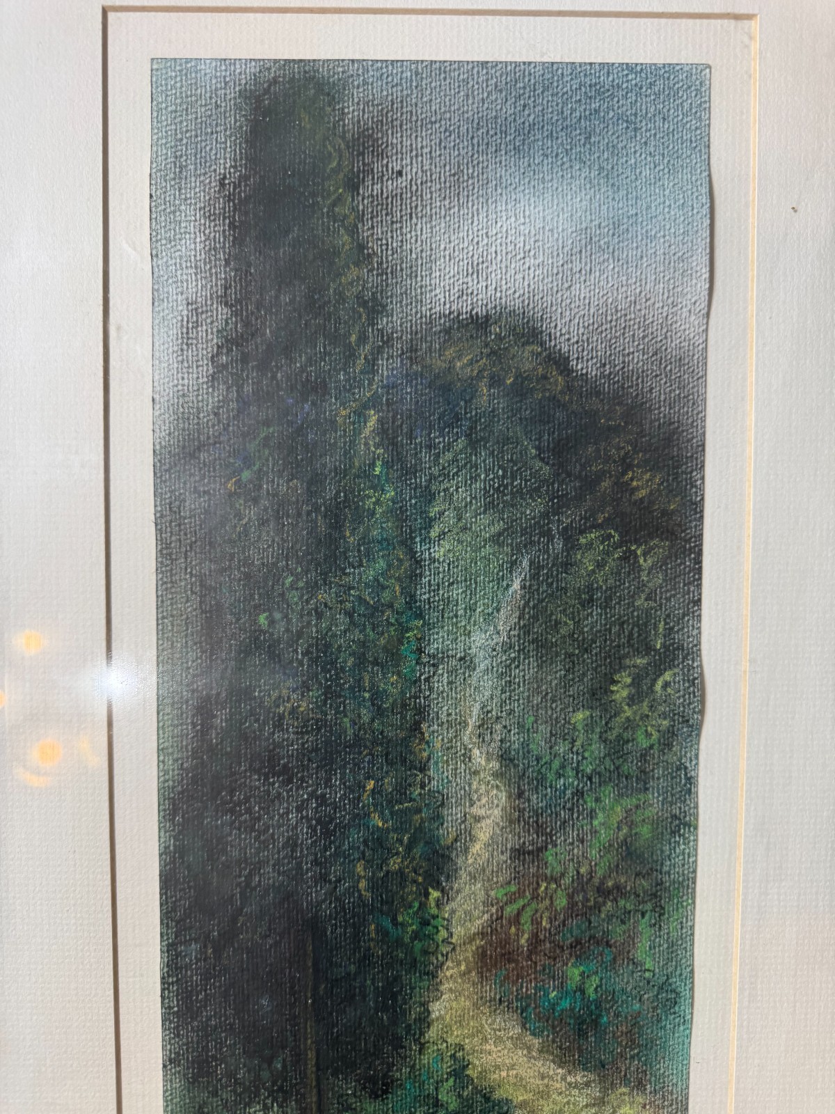Original Signed Shuvankar Maitra Pastel Landscape Framed Vertical Forest Art