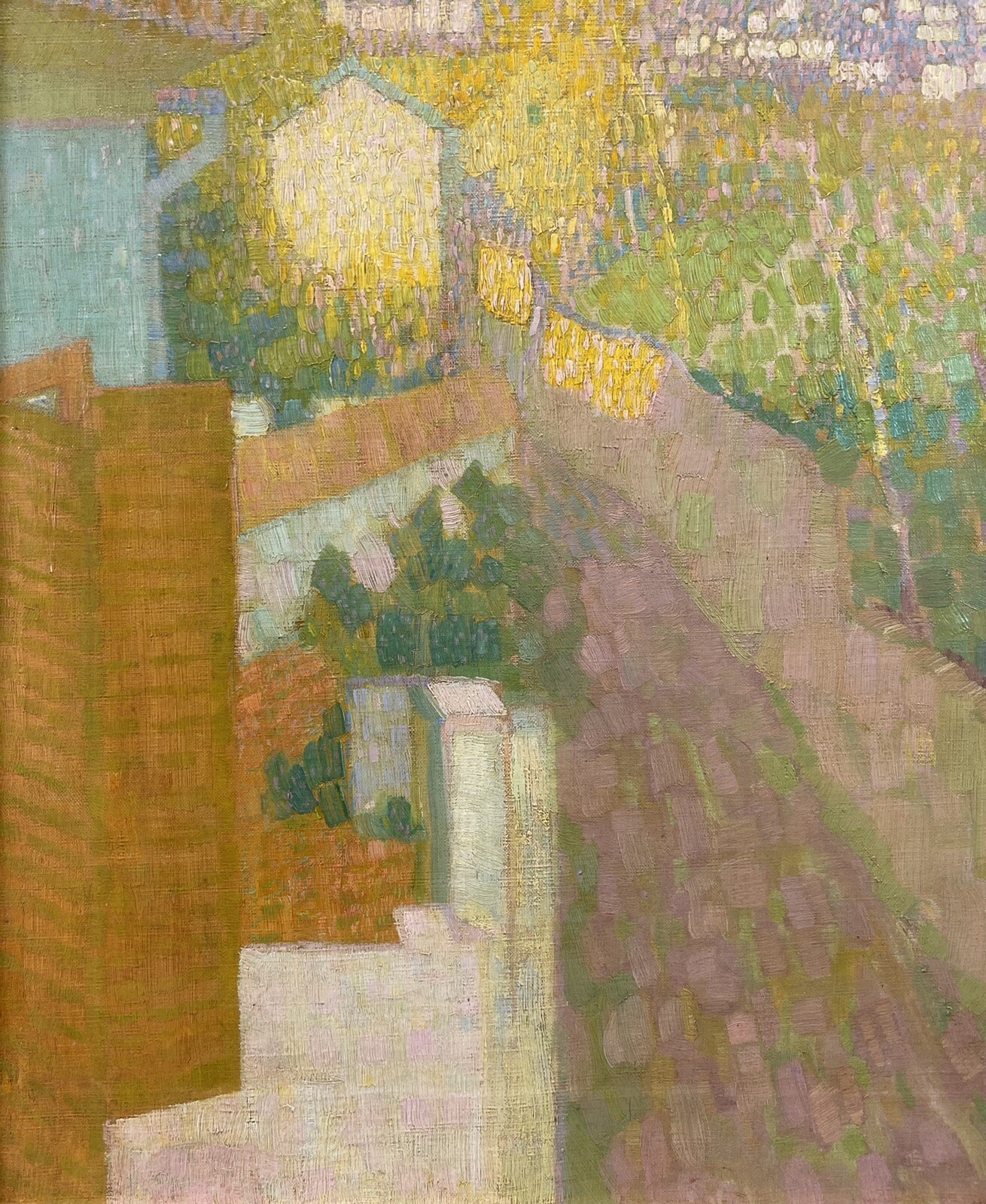 EXCEPTIONAL c. 1910 Carl Schmitz-Pleis Neo-Impressionist Florence Landscape Oil