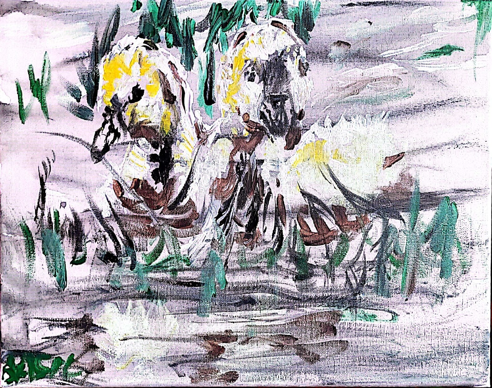 Duck In Water Contemporary Expressionist Original Painting