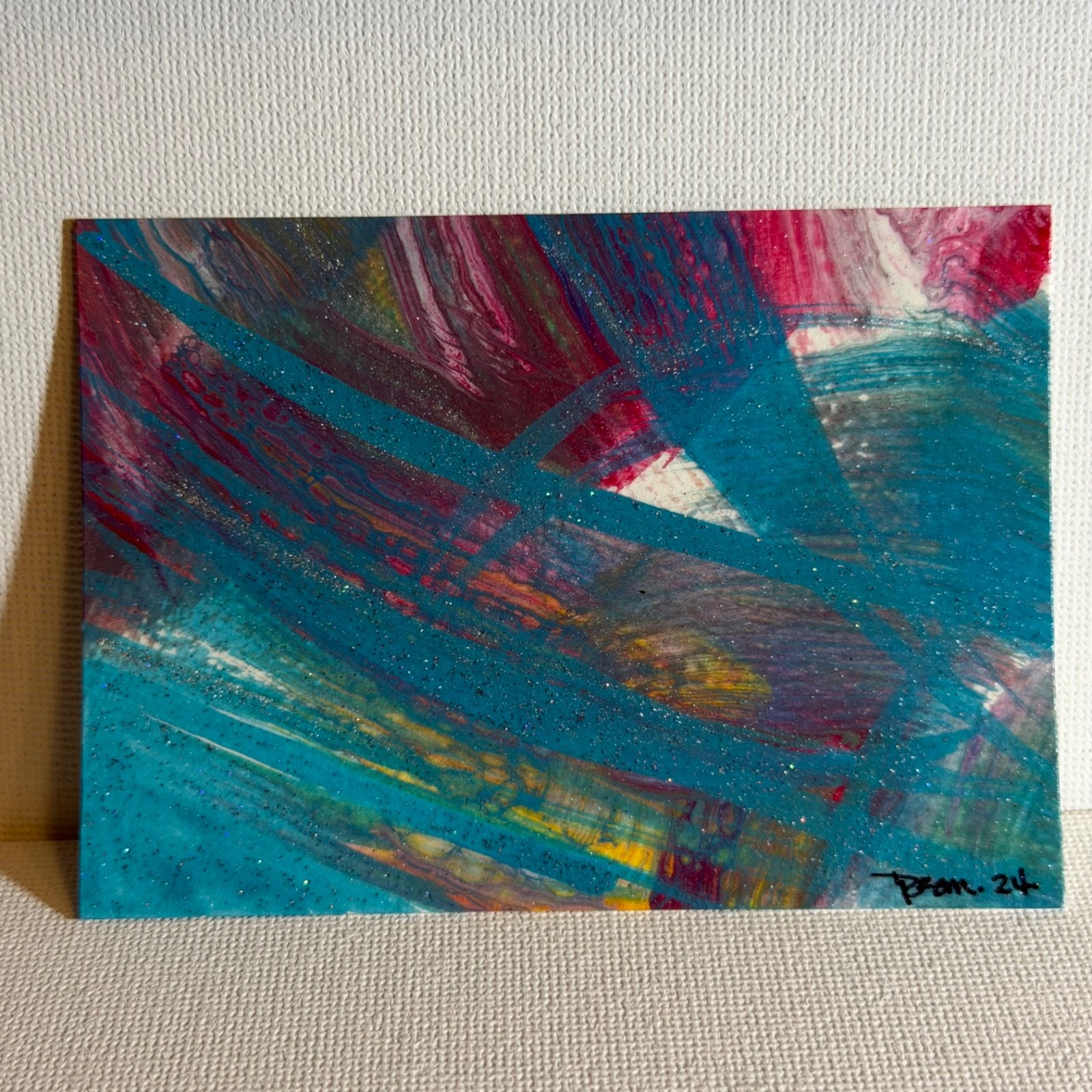 1 ACEO 2.5 x 3.5 Acrylic Abstract Paintings On Watercolor Paper