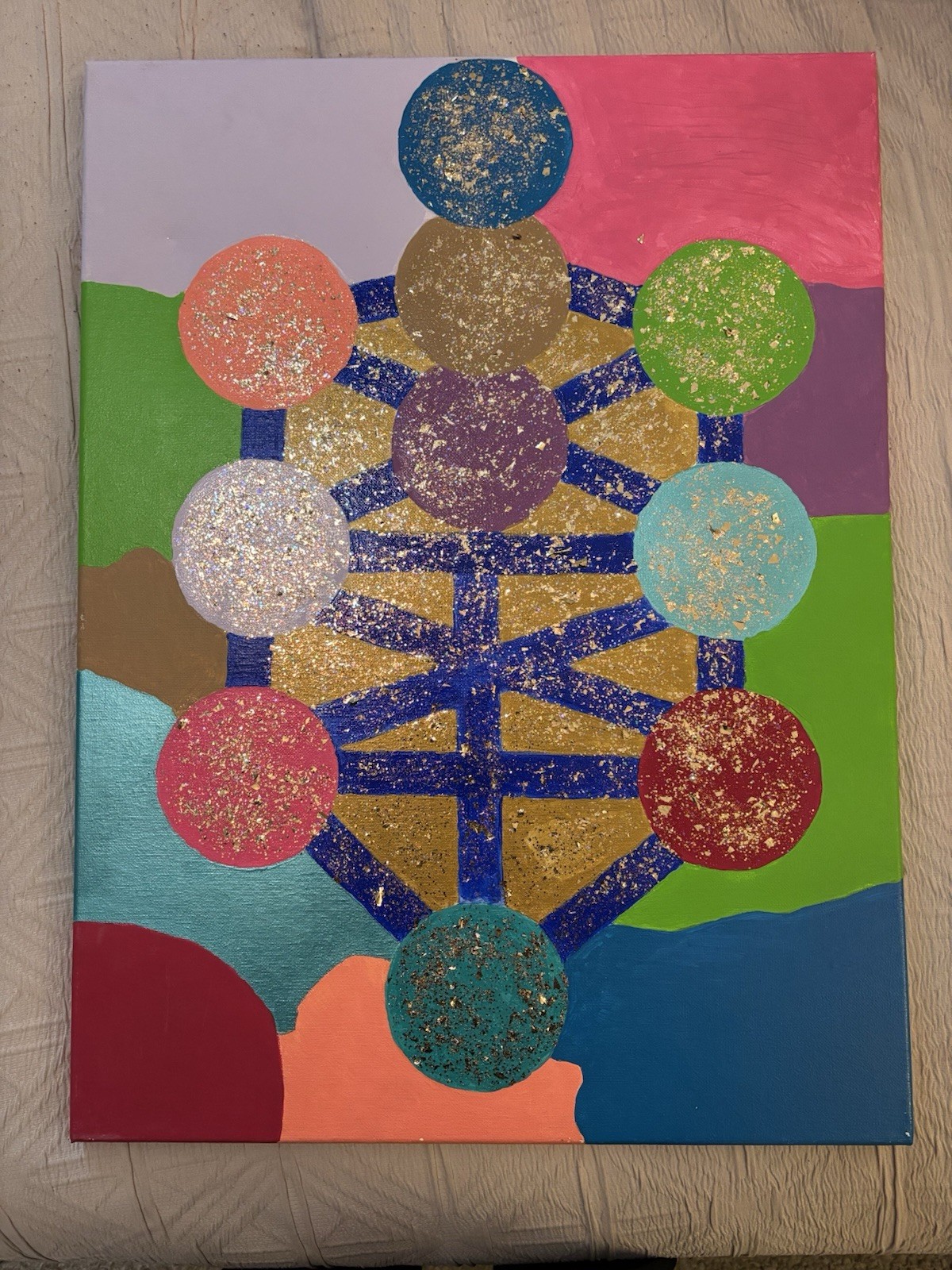 The Shining Kabbalah Original OOAK acrylic Hand painted Art By De’Ericka
