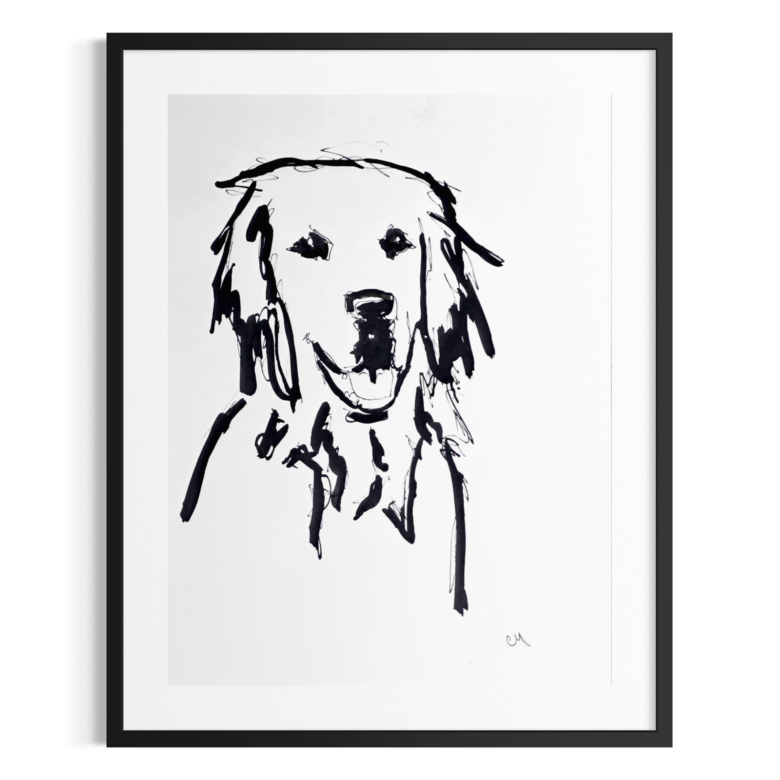 Original Hand Painted 9×12 Minimalist Dog Signed Acrylic Paper Wall Decor