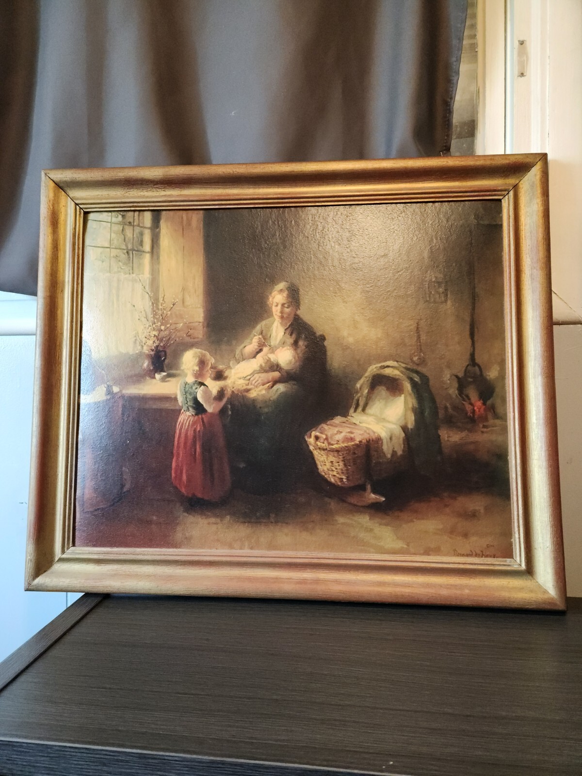 Bernard de Hoog Mothers Happiness Oil on Canvas Reproduction Signed