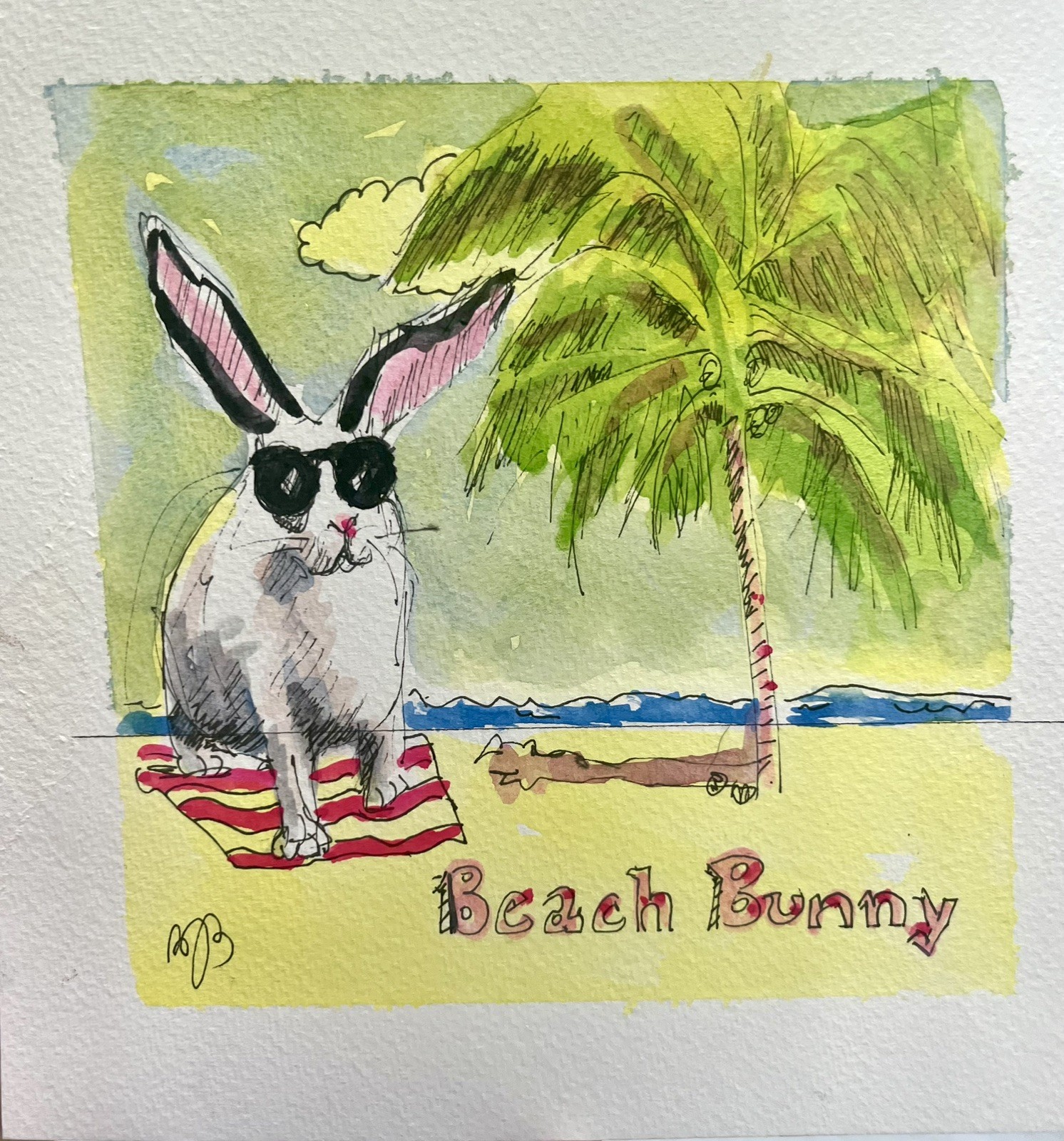 Beach Bunny Watercolor