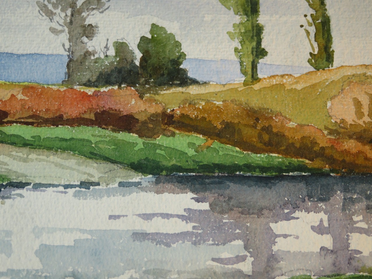 Robert LALOUE 1884-1929 DRAWING WATERCOLOR LANDSCAPE RIVER POST IMPRESSIONISM b