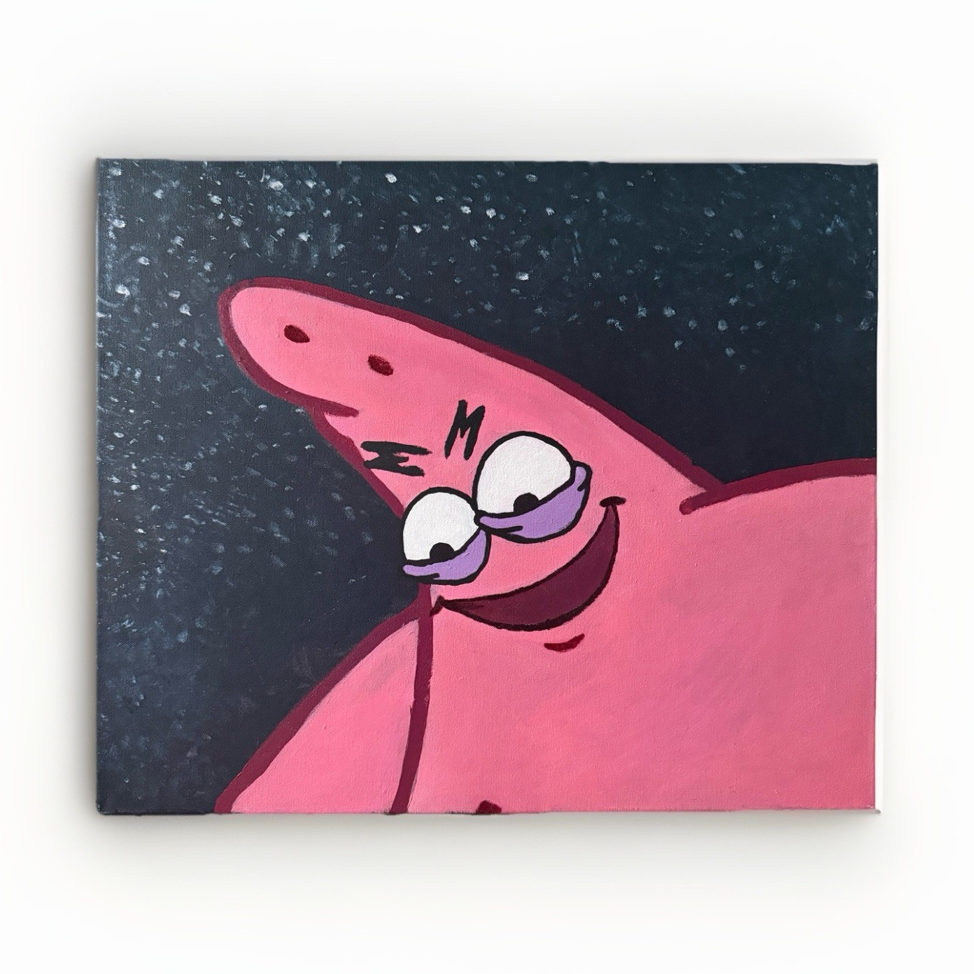 Cartoon Pop Art Patrick Star Meme Painting on Canvas, Unframed Single Piece