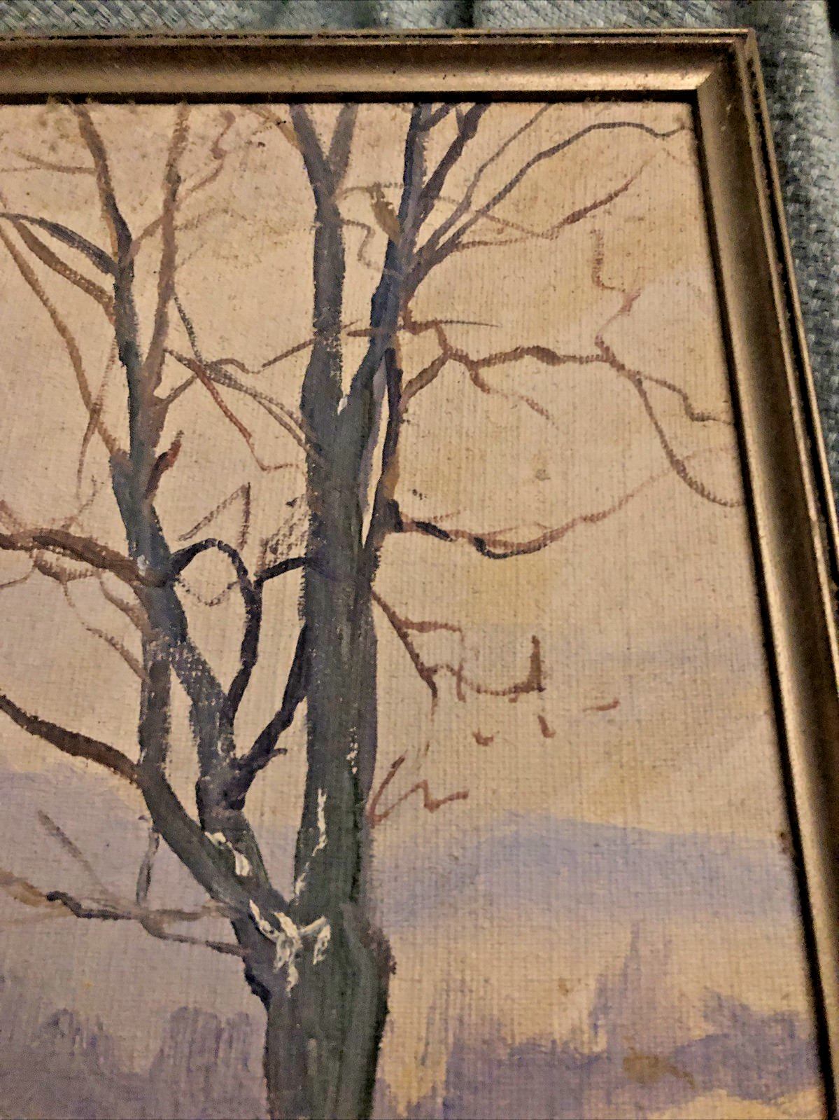 Vintage Upstate New York Original Painting Sugar Maple In Snow 1970 In Frame NY