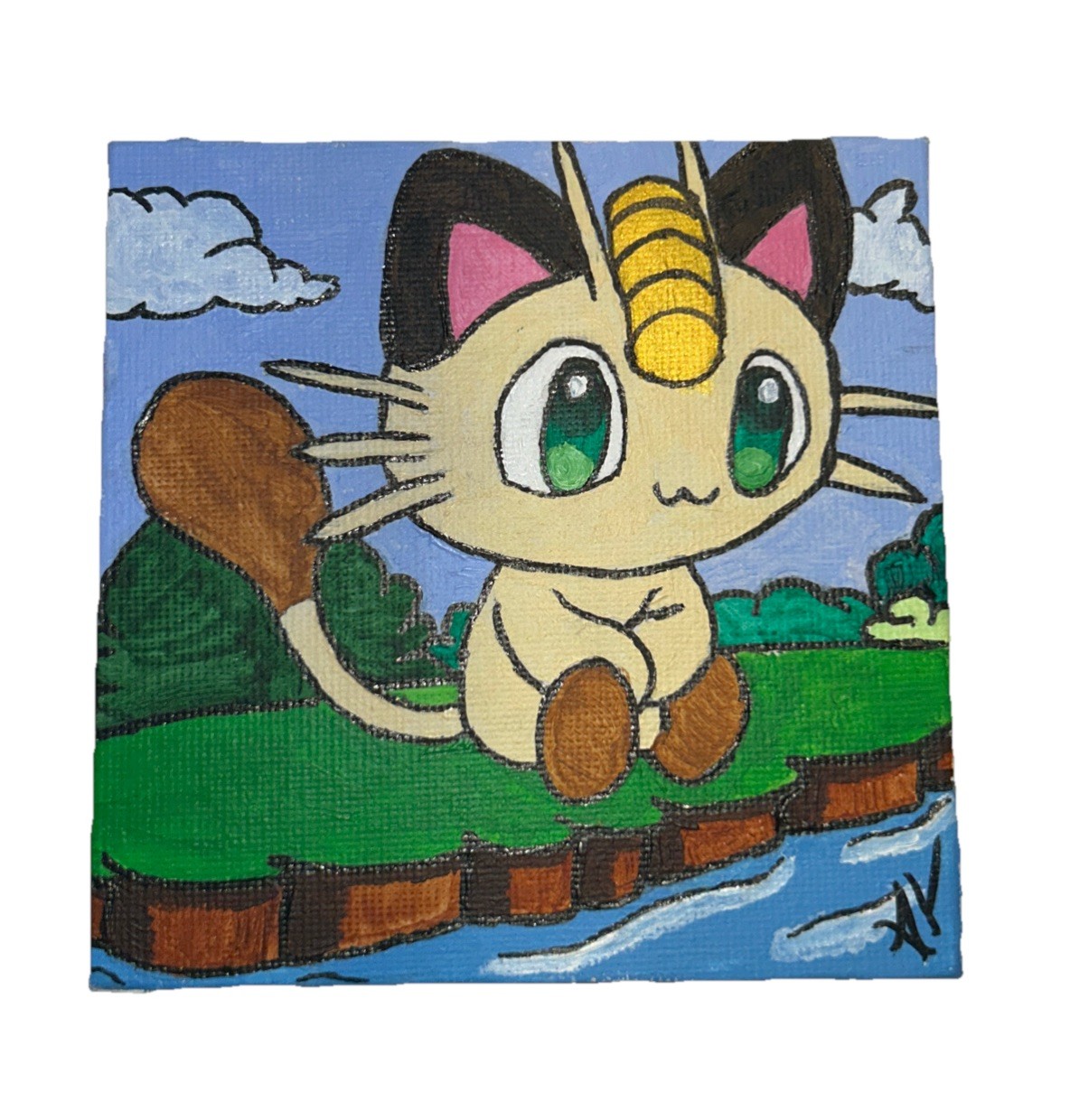 * Nintendo Pokémon Fan Wall Artwork Meowth 4×4 Canvas Acrylic Picture Painting