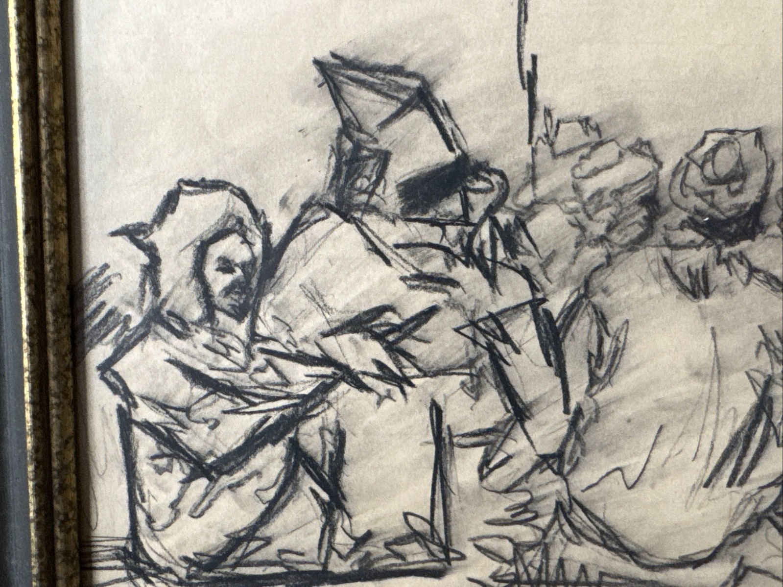 Charcoal Drawing On Smooth Panel , Signed Dated ,rare , Original ,