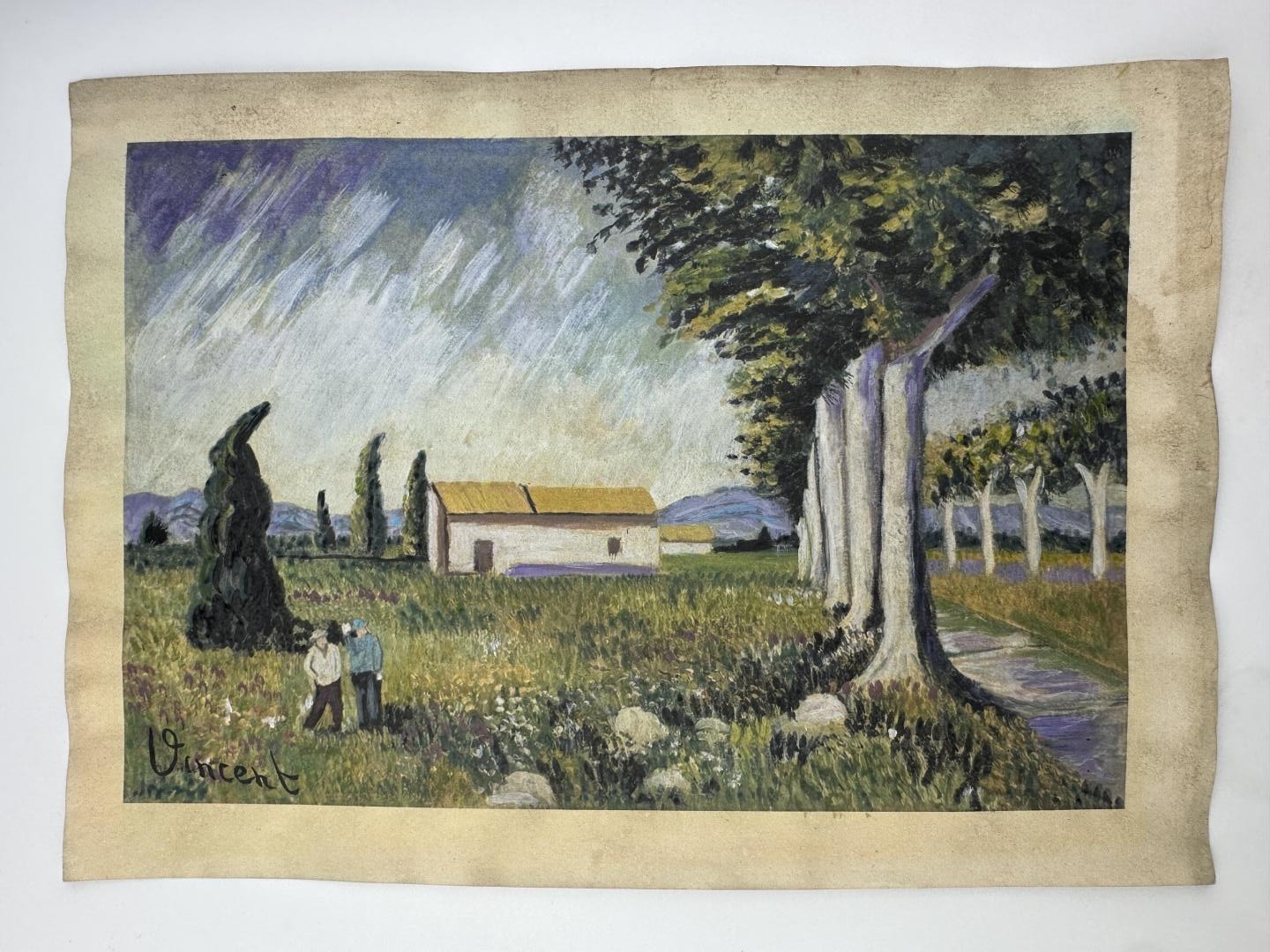 Vincent van Gogh COA Art Painting Original Drawing Vintage