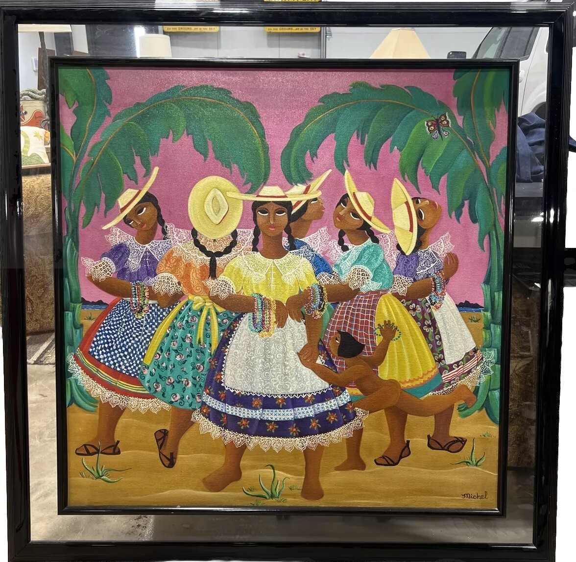 Original Art Acrylic On Canvas By MICHEL “Latin Dancing Girls”
